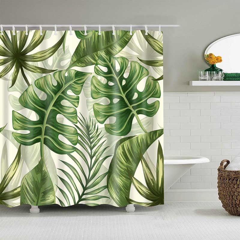 Tropical Plants Pattern Shower Curtain