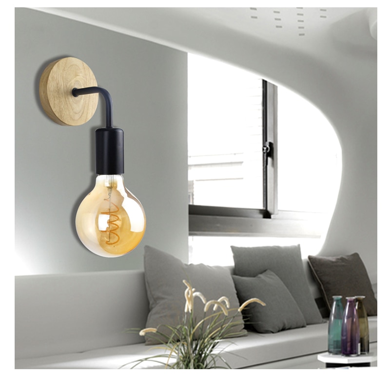 Retro Style Wooden Wall Sconce Lamp
