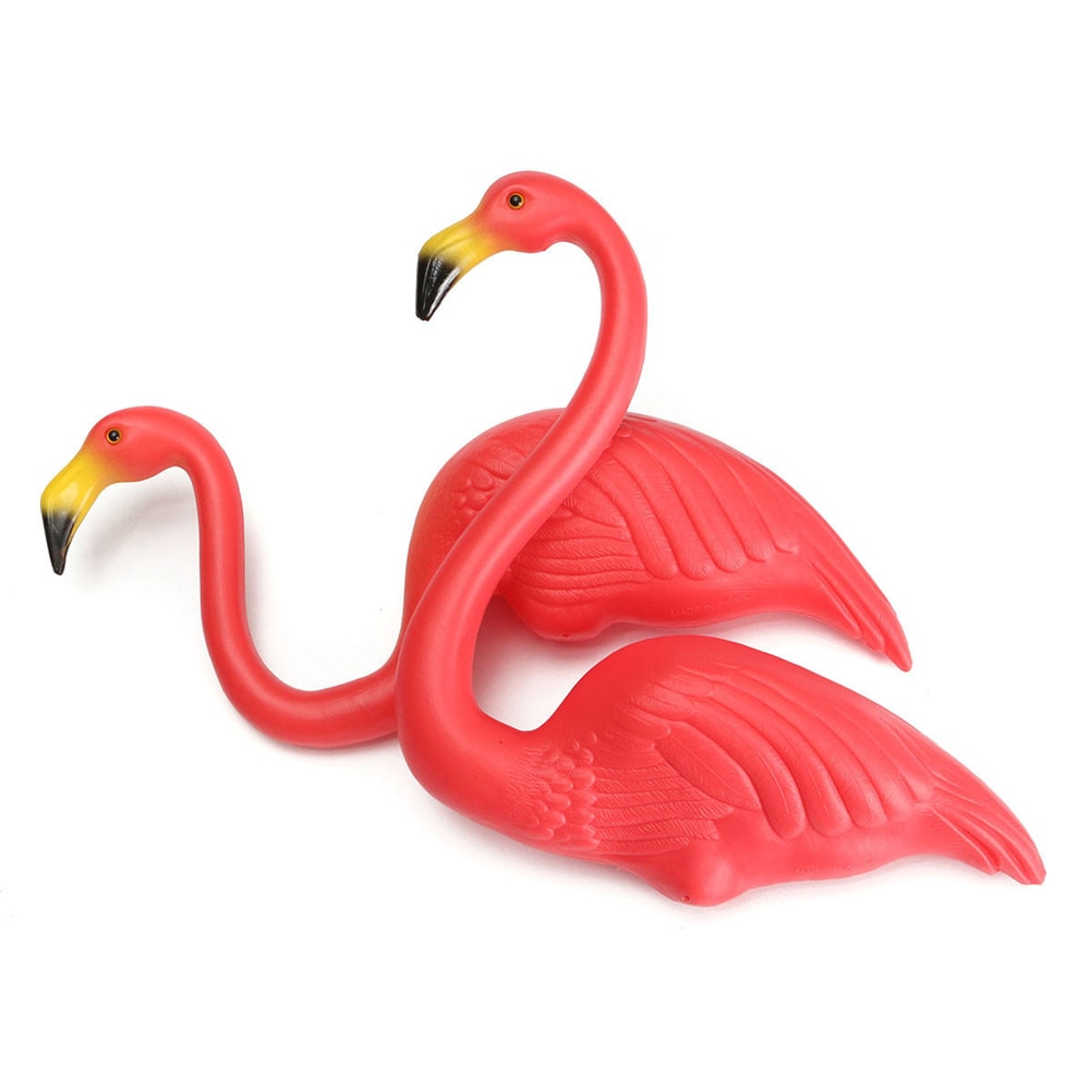 Garden Ornament in Shape of Plastic Pink Flamingo