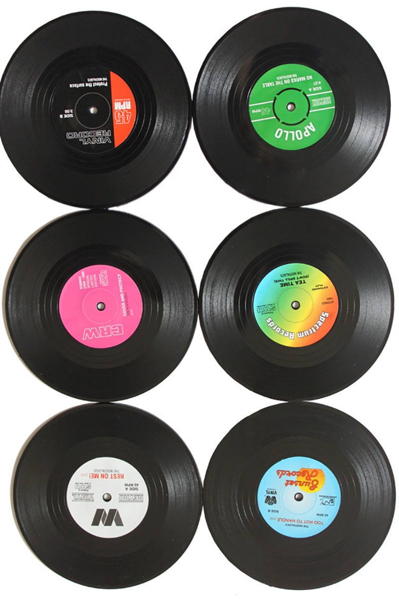 Vinyl Record Themed Mug Pad Set