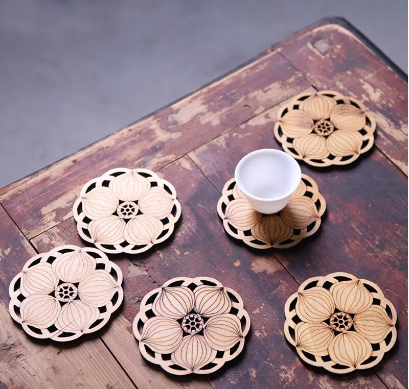 Round Carved Wooden Placemat