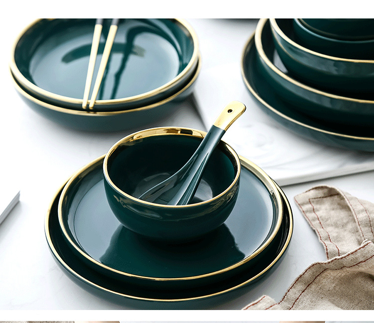 Green Ceramic Nordic Style Tableware Set
